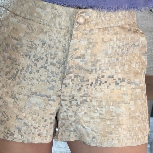 Women's Cream Patterned Metallic Boutique Shorts - Picture 8 of 16